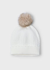 Gorro tricot c/pompom crudo
