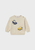 Sueter intarsia carritos piedra