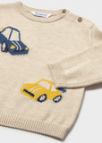 Sueter intarsia carritos piedra