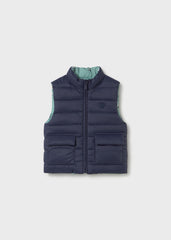 Chaleco reversible azul-carritos