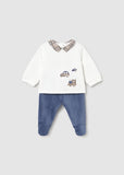 Conj. Polaina tundosado cuello carritos blueberry