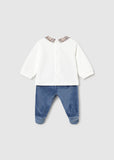 Conj. Polaina tundosado cuello carritos blueberry