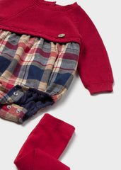 Pelele combinado cuadros rojo c/malla