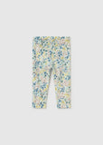 Conj. Leggings chaleco pelo flores anis