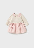 Vestido tricot combinado rosa baby