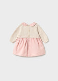 Vestido tricot combinado rosa baby