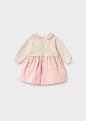 Vestido tricot combinado rosa baby