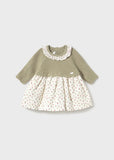 Vestido tricot flores combinado laurel
