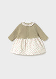 Vestido tricot flores combinado laurel
