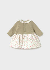 Vestido tricot flores combinado laurel
