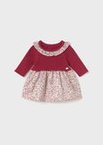 Vestido tricot flores combinado rojo