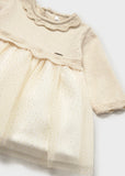 Vestido tricot y tul champagne