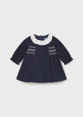 Vestido flocado c/cuello navy