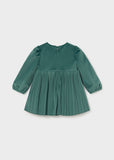 Vestido terciopelo plisado verde nenufar