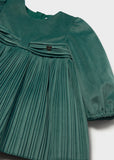 Vestido terciopelo plisado verde nenufar
