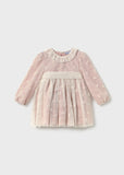 Vestido flores tul rosa