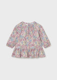 Vestido bambula estampado flores malva