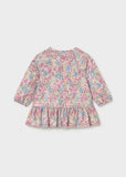 Vestido bambula estampado flores malva