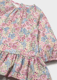 Vestido bambula estampado flores malva
