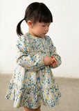 Vestido terciopelo estampado flores anis