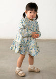 Vestido terciopelo estampado flores anis