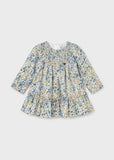 Vestido terciopelo estampado flores anis