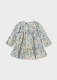 Vestido terciopelo estampado flores anis