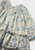 Vestido terciopelo estampado flores anis