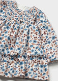 Vestido terciopelo estampado flores colibri
