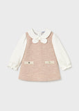 Vestido combinado punto tweed rosa
