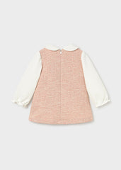Vestido combinado punto tweed rosa