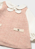 Vestido combinado punto tweed rosa