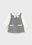 Vestido combinado punto tweed marino