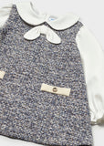 Vestido combinado punto tweed marino