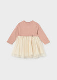 Vestido combinado tricot y tul rosa