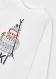 Camiseta m/l print oso ski nata