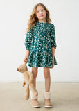 Vestido terciopelo estampado flores verde