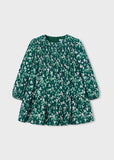 Vestido terciopelo estampado flores verde