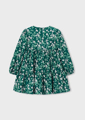 Vestido terciopelo estampado flores verde