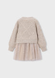 Vestido tricot combinado lazos hojaldre