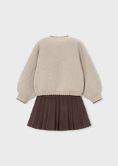 Conj. Falda tricot bolsas café