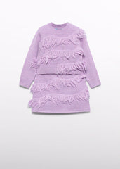 Conj. Falda tricot flecos lila