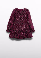 Vestido lentejuelas rombos ciruela