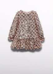 Vestido lentejuelas rombos champan