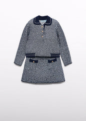 Conj. Falda tricot azul