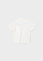 Camisa m/c cuello mao lino stripes multicolor