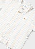 Camisa m/c cuello mao lino stripes multicolor
