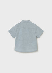 Camisa m/c lino cuello mao jade