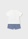 Conj. Bermuda lino aplique carrito capri