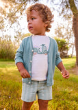 Conj. Bermuda lino aplique moto jade